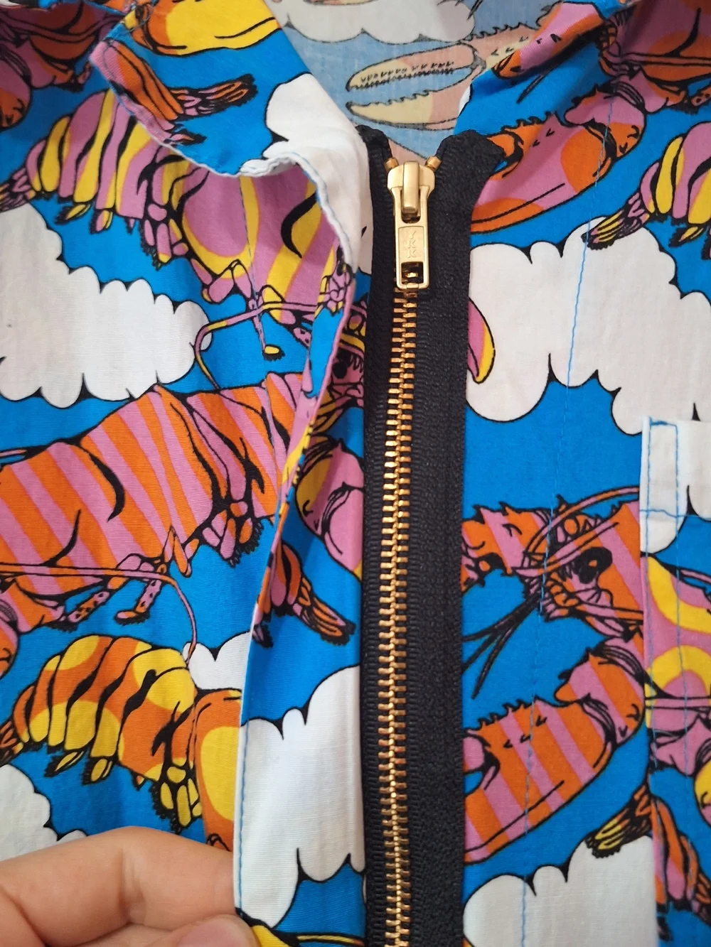 Nooworks Blue, Orange and Pink Lobster Print Jumpsuit Coveralls XXL - Picture 3 of 6